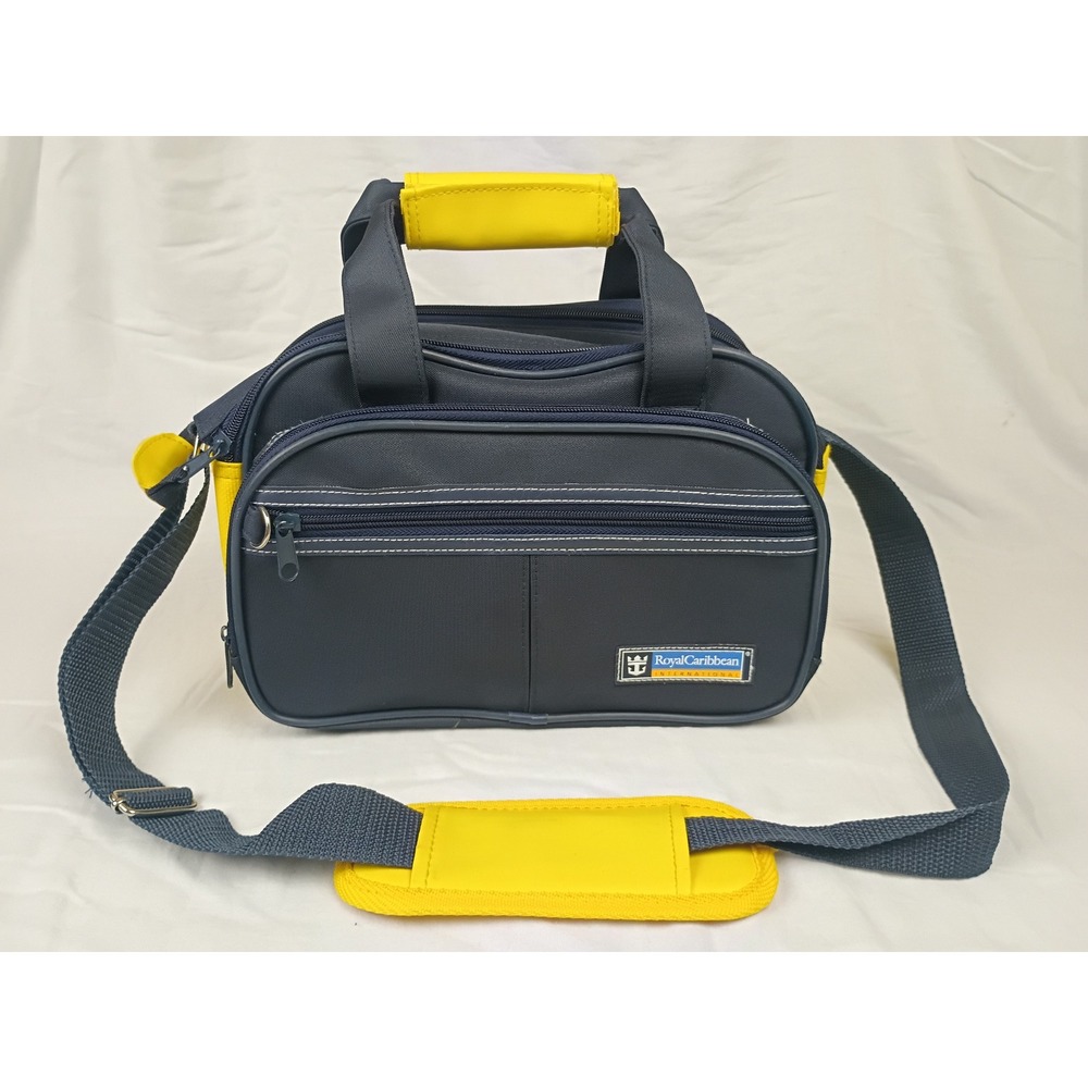 Royal Caribbean International Travel Duffel Bag Navy Blue Yellow Plaid Lining